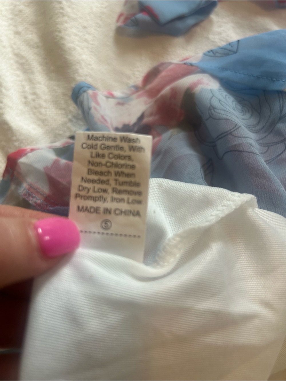 NWOT Floral Print Lace Up Cut Out Backless Chiffon Dress - Blue/Pink, size S - Picture 11 of 13